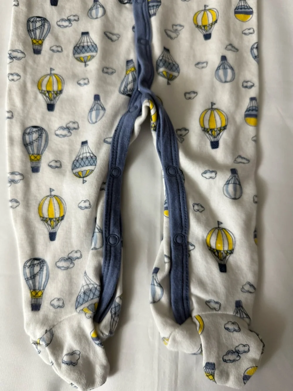 Laura Ashley Baby - Blue, Yellow & White Footed Onesie